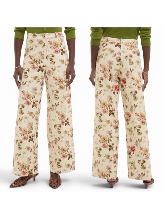 Tuckernuck Pants - Tuckernuck Florence Pants Size 14 Romantic Floral Bouquet Convertible Cuffed Hem